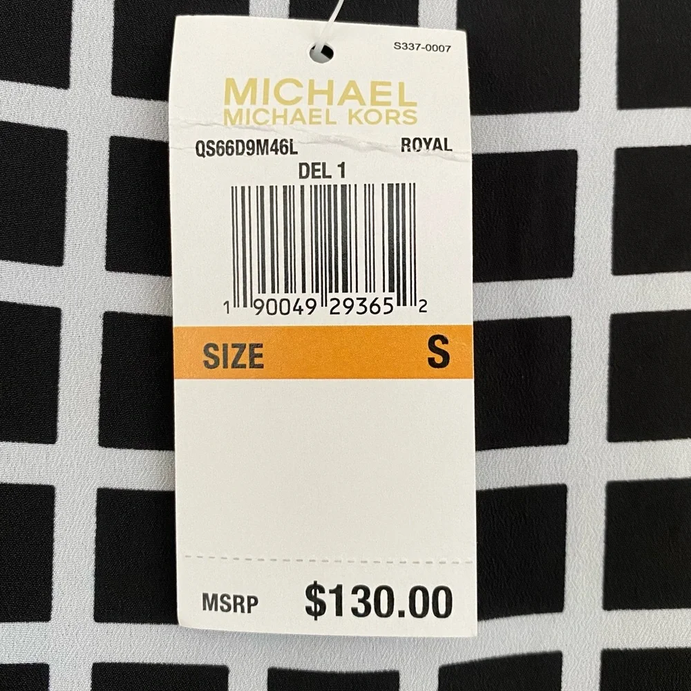 Michael Kors NWT Cobalt Blue & Black Windowpane Plaid Stripe Lightweight Sweater